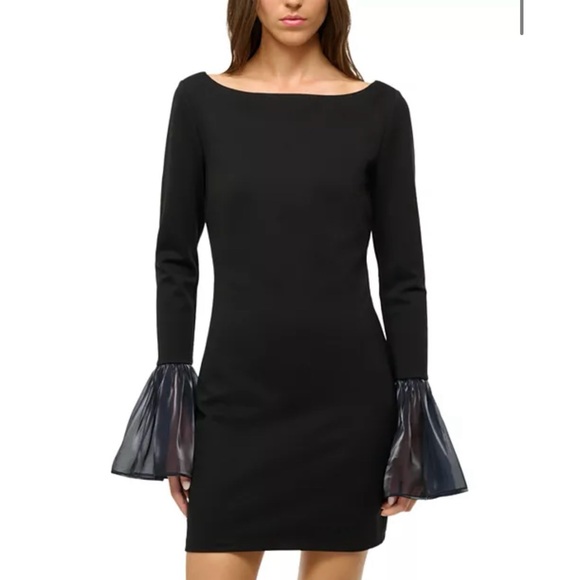 STAUD | Dresses | Staud Black Ivory Hawthorne Long Sleeve Voluminous Bell  Cuff Dress Medium | Poshmark